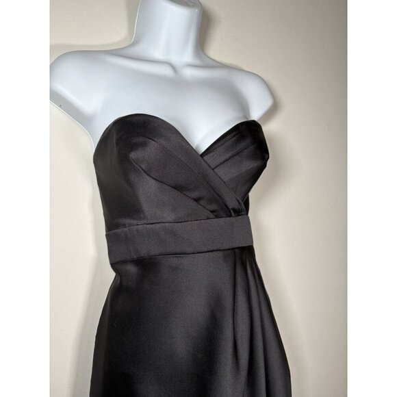 Alfred Angelo Black Strapless Sweetheart Neckline Hoco Wedding Guest LBD Size 6 - Picture 2 of 7